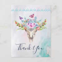 Boho Skull mit Schmetterlingen und Blume Vielen Da