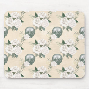 Boho Skull mit White Roses Mousepad