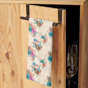 Boho Skull Serie Design 3 Geschirrtuch