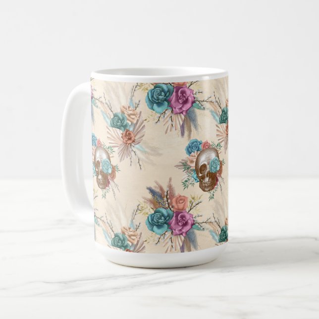 Boho Skull Serie Design 3 Kaffeetasse (Vorderseite Links)