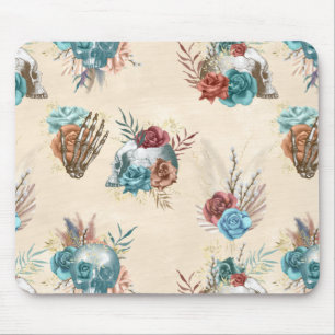 Boho Skull und Skeleton mit Blume Mousepad