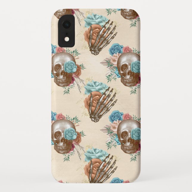 Boho Skull und Skeleton mit Rose Case-Mate iPhone Hülle (Rückseite)