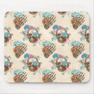 Boho Skull und Skeleton mit Rose Mousepad