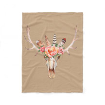 BoHo Skull Wasserfarbe Custom Fleece Blanket