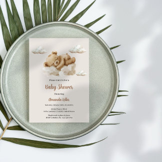 Boho Sleeping Bear Baby Dusche Einladung