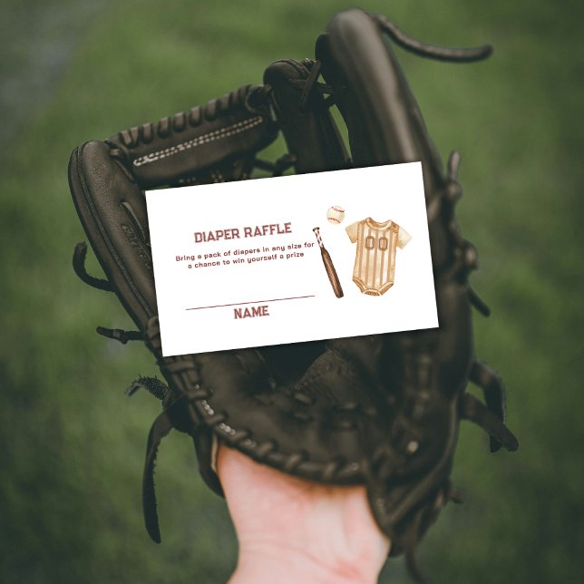 Boho Slugger Baseball Diaper Raffle Baby Shower  Begleitkarte (Boho Slugger Baseball Diaper Raffle Baby Shower Enclosure Card)