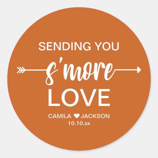 Boho S'more Gastgeschenk Hochzeit Runder Aufkleber (Vorderseite)