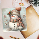 Boho Snowman Merry Christmas Feiertagskarte<br><div class="desc">Schick den Weihnachtsgeist mit diesem niedlichen Boho-Schneemann in einem Pfirsich und grau/grau warmen Strick Hut und Schal gekleidet. Diese herzzerwärmende Grußkarte mit rosafarbenen Wangen und Karotten für seine Nase wird sicherlich jedem ein Lächeln bringen. Vorlagen auf Vorder- und Rückseite sowie ein "Let it snow" Bild auf der Rückseite.</div>