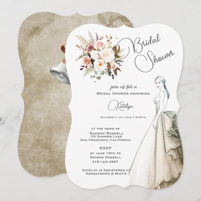 Boho Soft Colored Rose Blume Brautparty (Vorne/Hinten)