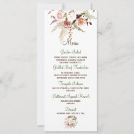 Boho Soft Colored Rose/White Blume Hochzeitmenü Einladung