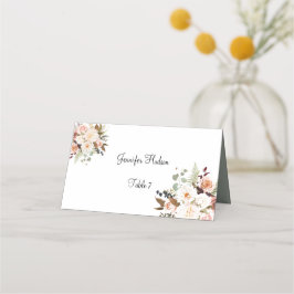 Boho Soft farbige Rose und weiße Blume Hochzeit Platzkarte