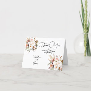 Boho Soft farbige Rose/weiße Blume Hochzeit Dankeskarte