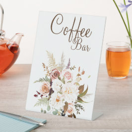 Boho Soft farbige Rose/weiße Blume Kaffee Bar Sockelschild