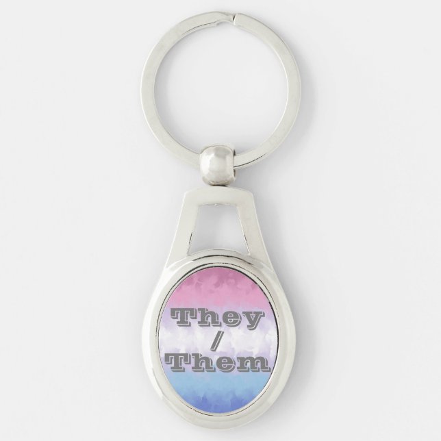Boho Soft, individualisierbare Pronoun Bigender Pr Schlüsselanhänger (Vorderseite)