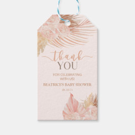 Boho Soft Pink Floral Blume Babydusche Geschenkanhänger