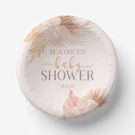 Boho Soft Pink Floral Blume Babydusche Pappteller
