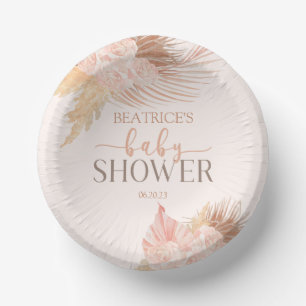 Boho Soft Pink Floral Blume Babydusche Pappteller