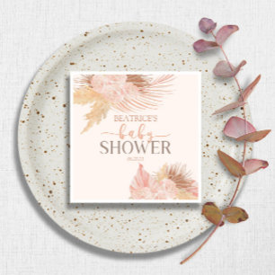 Boho Soft Pink Floral Blume Babydusche Serviette