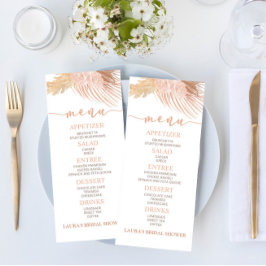 Boho Soft Pink Floral Blume Brautparty Food Menükarte