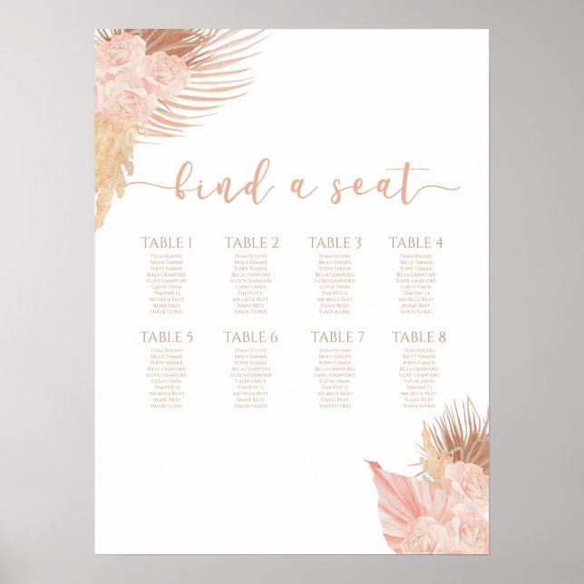 Boho Soft Pink Seekarte Poster (Vorne)
