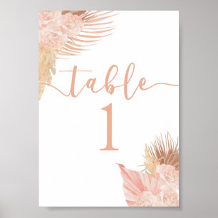 Boho Soft Pink-Tischnummer Poster