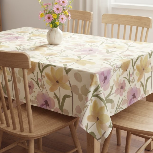 Boho Soft Pink Wasserfarbe Wildblume  Tischdecke (Von Creator hochgeladen)