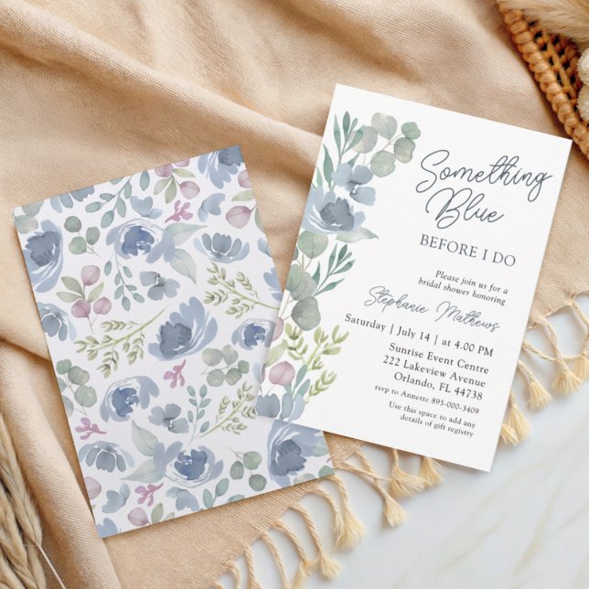 Boho Something Blue Floral Shower Invitation (Créateur téléchargé)