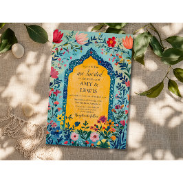 Boho-Sommerblaue Blumenhochzeits-Einladung Einladung