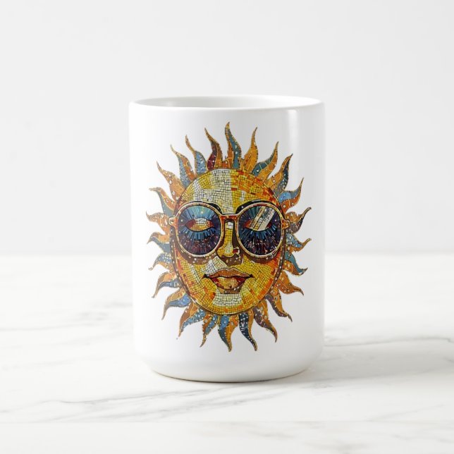Boho-Sonne mit Sonnenbrille Kaffeetasse (Mittel)