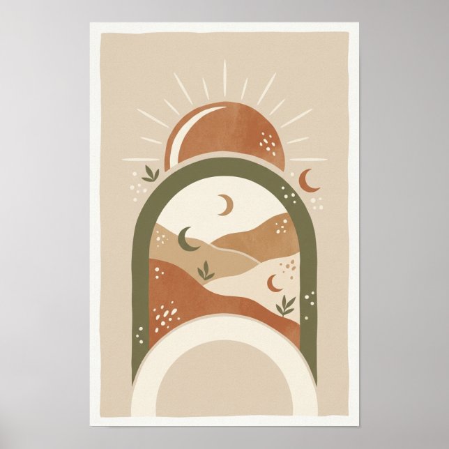Boho-Sonne- und Bögenposter Poster (Vorne)