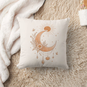 Boho-Sonne- und Mond-Blumen-Kissenbezug Kissen