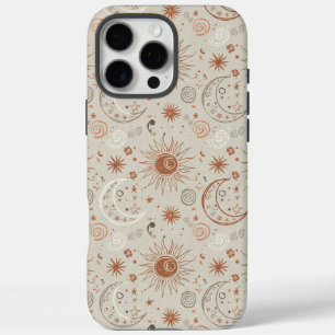 Boho-Sonne- und Mondmuster iPhone 16 Pro Max Hülle