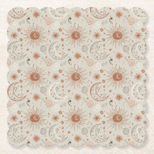 Boho-Sonne- und Mondmuster Untersetzer
