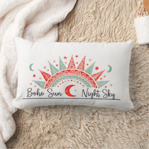 Boho-Sonne und Nachthimmel Himmelsmuster Kissen