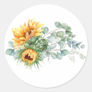 Boho-Sonnenblume Eukalyptus Runder Aufkleber