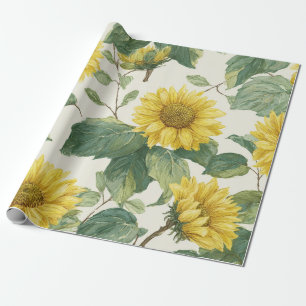 Boho-Sonnenblume Gelbes Blumenmuster Frühling Somm Geschenkpapier