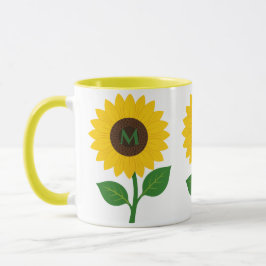 Boho-Sonnenblume personalisierte Anfangsbuchstaben Tasse
