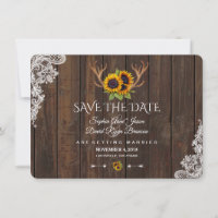 Boho Sonnenblumen Antlers Wood Wedding retten das 