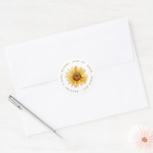 Boho-Sonnenblumen-Babyparty im natürlichen Stil Runder Aufkleber