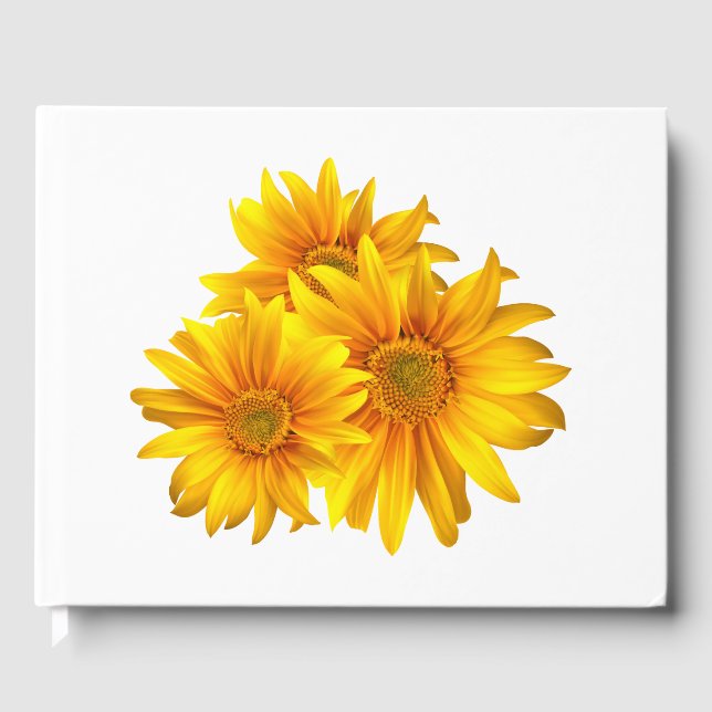 Boho Sonnenblumen Country Gelbe Blumenhochzeit Gästebuch (Vorderseite)
