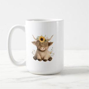 Boho-Sonnenblumen-Hochlandkuh Kaffeetasse