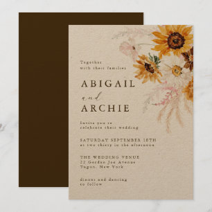 Boho-Sonnenblumen-Hochzeit Einladung