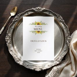 Boho Sonnenblumen romantische Sommerhochzeit Menükarte