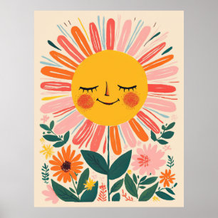 Boho-Sonnenblumen Süße florale Illustration Poster