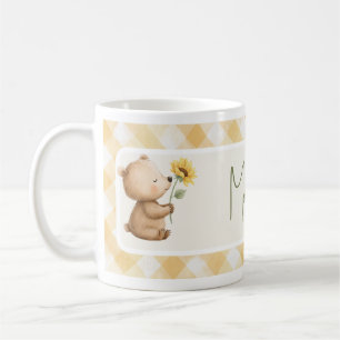 Boho-Sonnenbluren-Bär-Gelber-Schleife-Gingham-Name Kaffeetasse