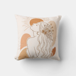 Boho-Sonnengöttin – Minimalistische Line-Art-Kisse Kissen
