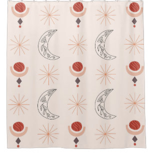 Boho Sonnenmond dekorative Linie Kunst abstrakte F Duschvorhang