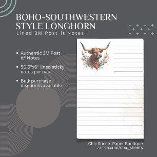 Boho-Southwestern Style Longhorn linierte 3M Post-it Klebezettel