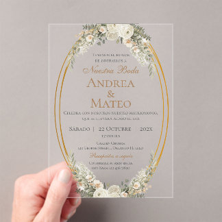 Boho Spanish Wedding Acrylic Invitation
