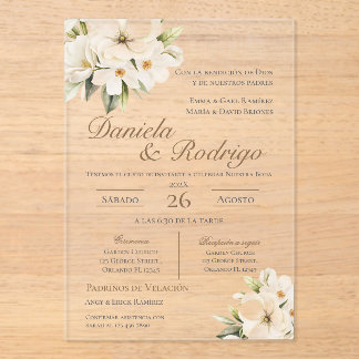 Boho Spanish Wedding Acrylic Invitation